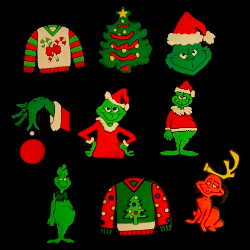 9pc Christmas Grinch Croc Charms